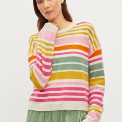 Clothing Velvet  | Anny Cashmere Striped Sweater Multi