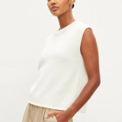 Clothing Velvet  | Aster Cotton Cashmere Sleeveless Sweater